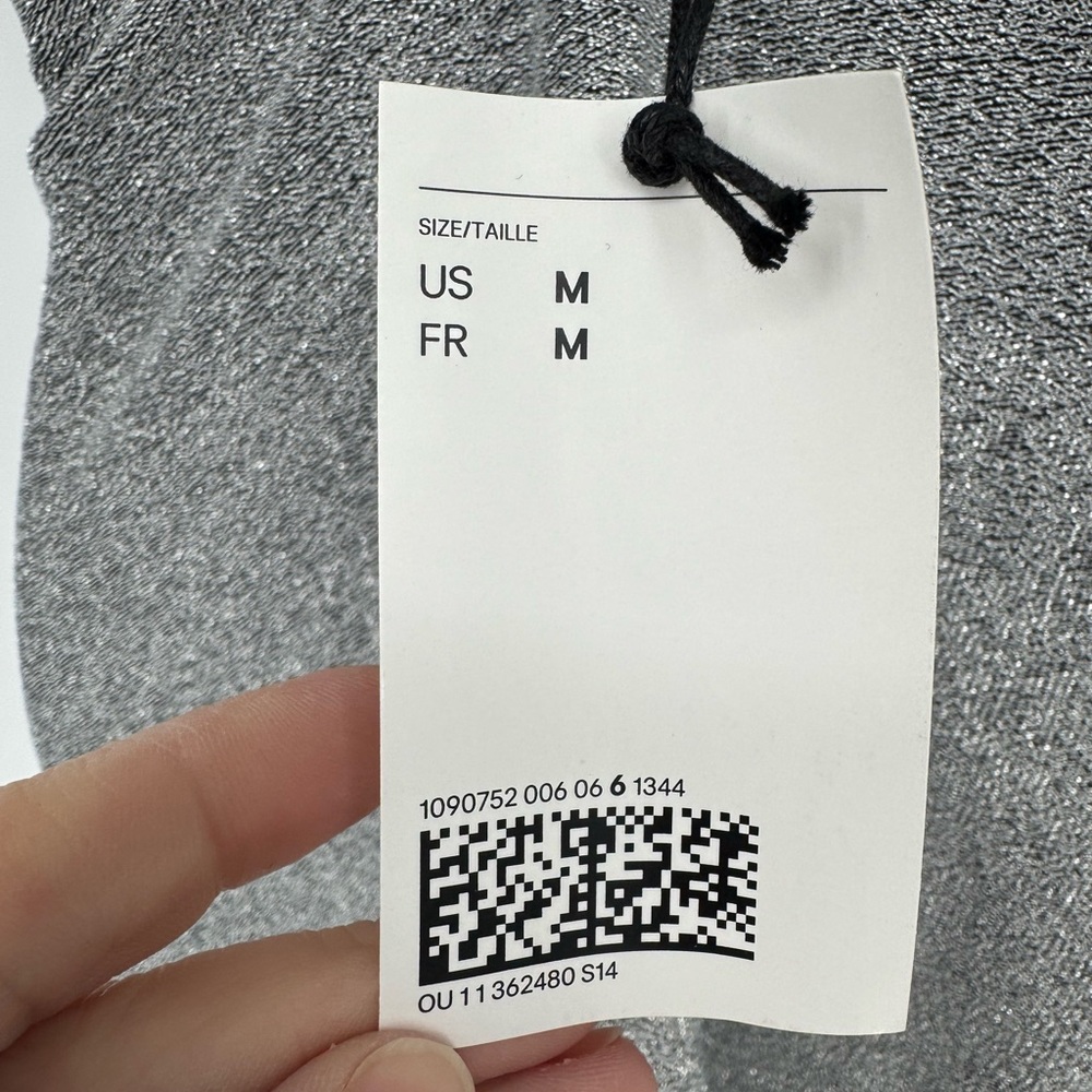 H&M Divided silver gray glitter V-cut thin strap bodycon mini dress size M‎ NWT - Picture 3 of 10
